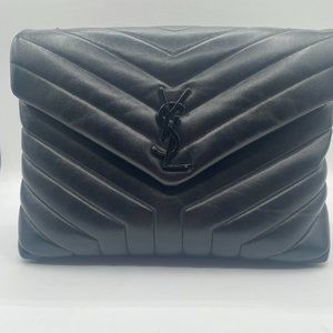 YSL MEDIUM LOULOU Y STITCH, LAMBSKIN BLACK on BLACK w/ DUST BAG   YVES SAINT